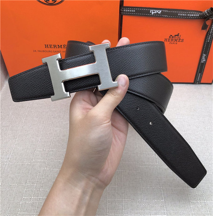 Hermes H belt buckle & reversible strap 32/38 mm Epsom Coffee/Black High