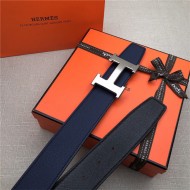 Hermes H belt buckle & reversible strap 32/38 mm Epsom Navy/Black High