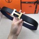 Hermes H belt buckle & reversible strap 32/38 mm Epsom Navy/Black High