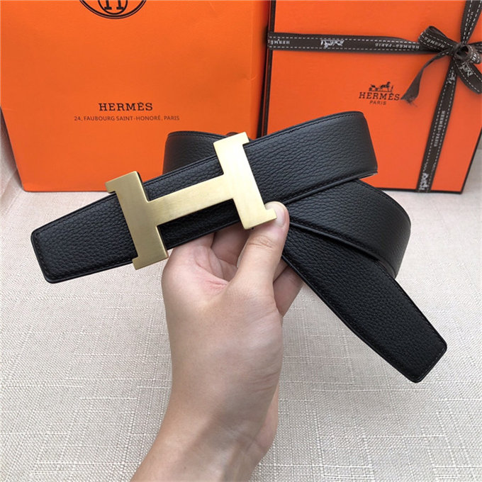 Hermes Constance belt buckle & Reversible leather strap 32/38 mm Togo Black Brass-Metal High