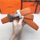 Hermes Constance belt buckle & Reversible leather strap 32/38 mm Togo Orange Brass-Metal High