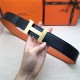 Hermes Constance belt buckle & Reversible leather strap 32/38 mm Togo Orange Brass-Metal High