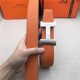 Hermes Constance belt buckle & Reversible leather strap 32/38 mm Togo Orange Brass-Metal High