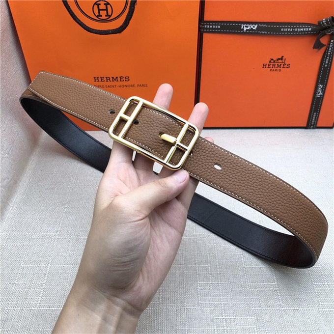 Hermes Cape Code 32 reversible belt Togo Camel High