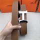 Hermes Constance belt buckle & Reversible leather strap 32/38 mm Togo Camel Shiny-Metal High