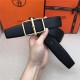 Hermes Batonnet belt buckle & Reversible leather strap 32/38 mm Togo Black High