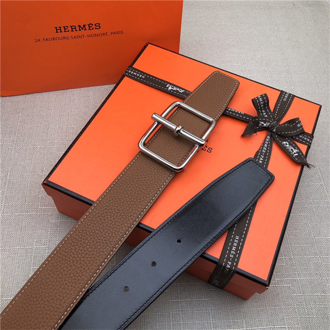 Hermes Batonnet belt buckle & Reversible leather strap 32/38 mm Togo Camel High