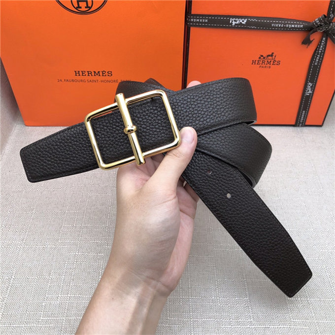 Hermes Batonnet belt buckle & Reversible leather strap 32/38 mm Togo Coffee High