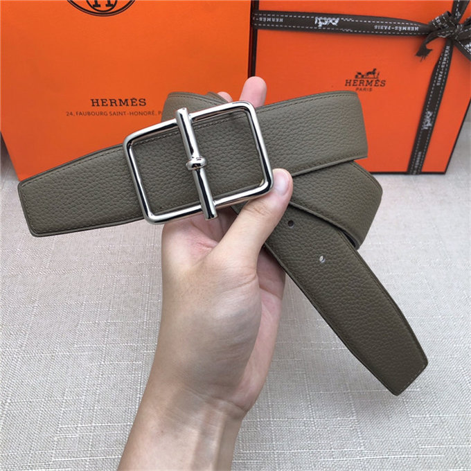 Hermes Batonnet belt buckle & Reversible leather strap 32/38 mm Togo Grey High