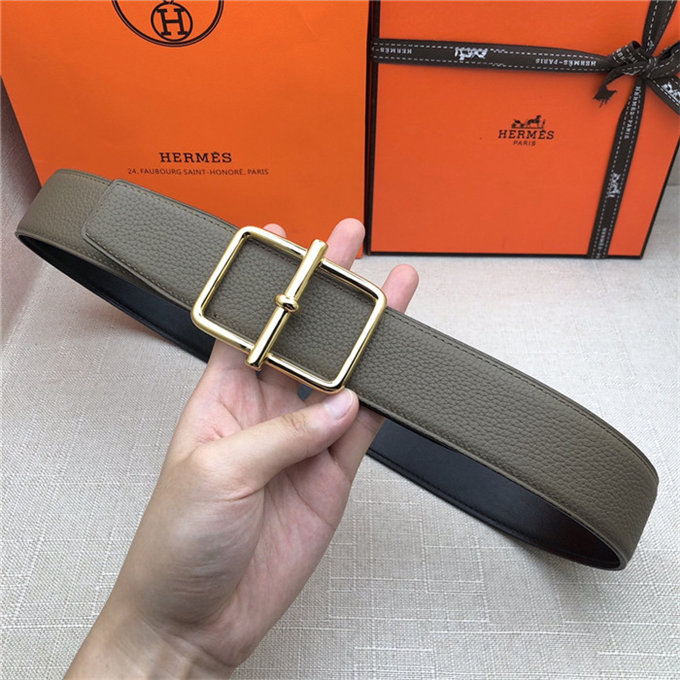 Hermes Batonnet belt buckle & Reversible leather strap 32/38 mm Togo Grey High