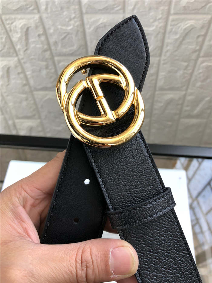 Gucci Leather belt with Double G buckle Gold 38mm High