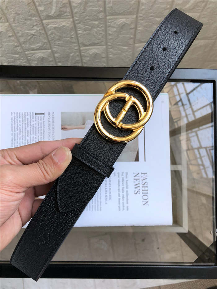 Gucci Leather belt with Double G buckle Gold 38mm High