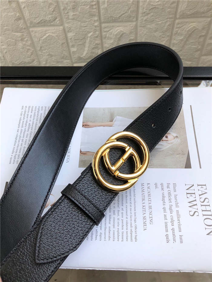 Gucci Leather belt with Double G buckle Gold 38mm High