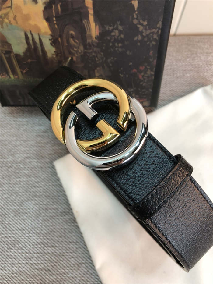 Gucci Leather belt with G buckle Silver/Gold 38mm High