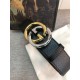 Gucci Leather belt with G buckle Silver/Gold 38mm High