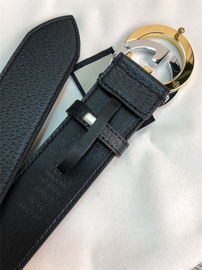 Gucci Leather belt with G buckle Silver/Gold 38mm High