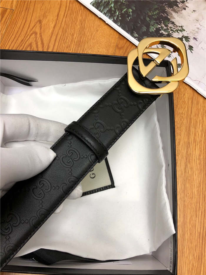 Gucci Signature belt with G buckle 38mm Gold High