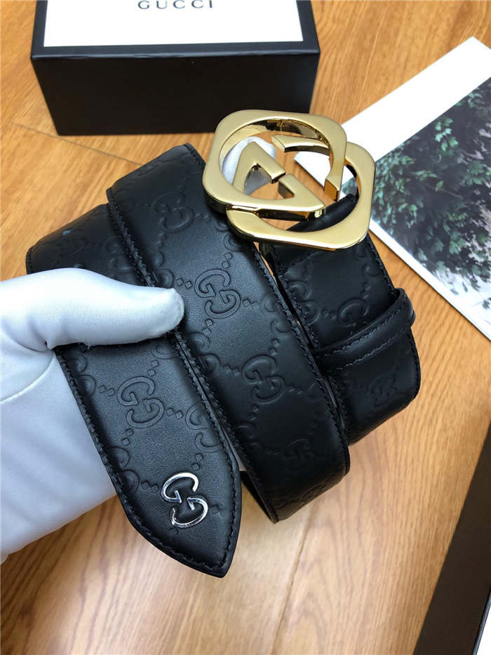 Gucci Signature belt with G buckle 38mm Gold High