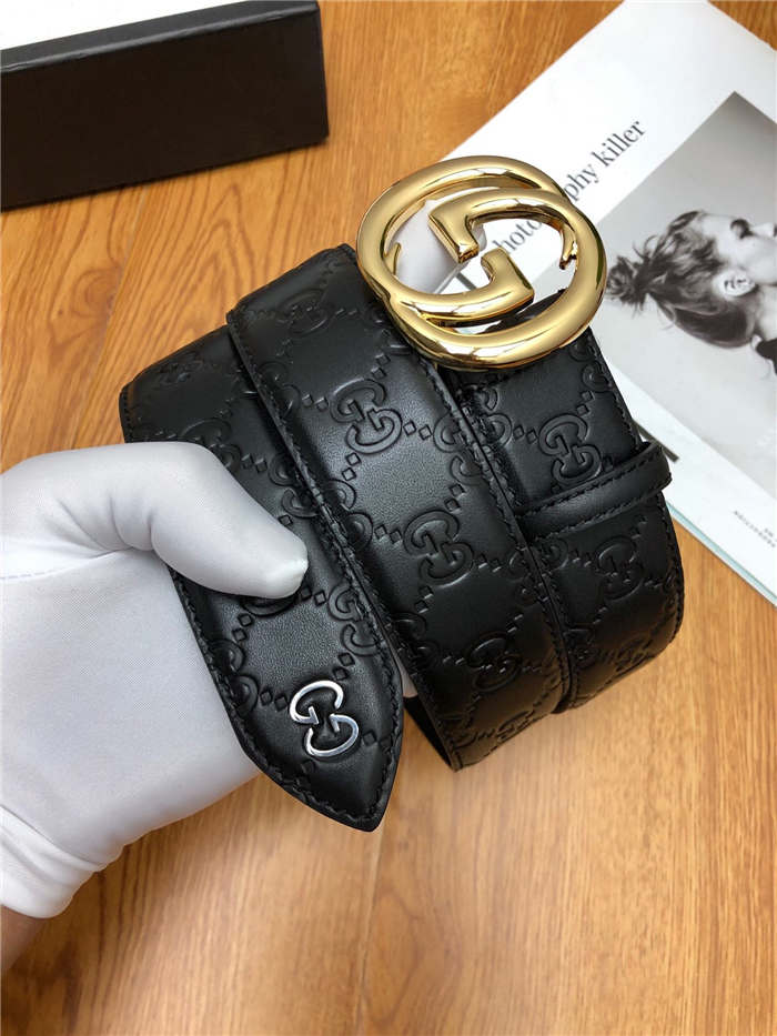 Gucci Signature belt with interlocking G buckle 38mm Gold High