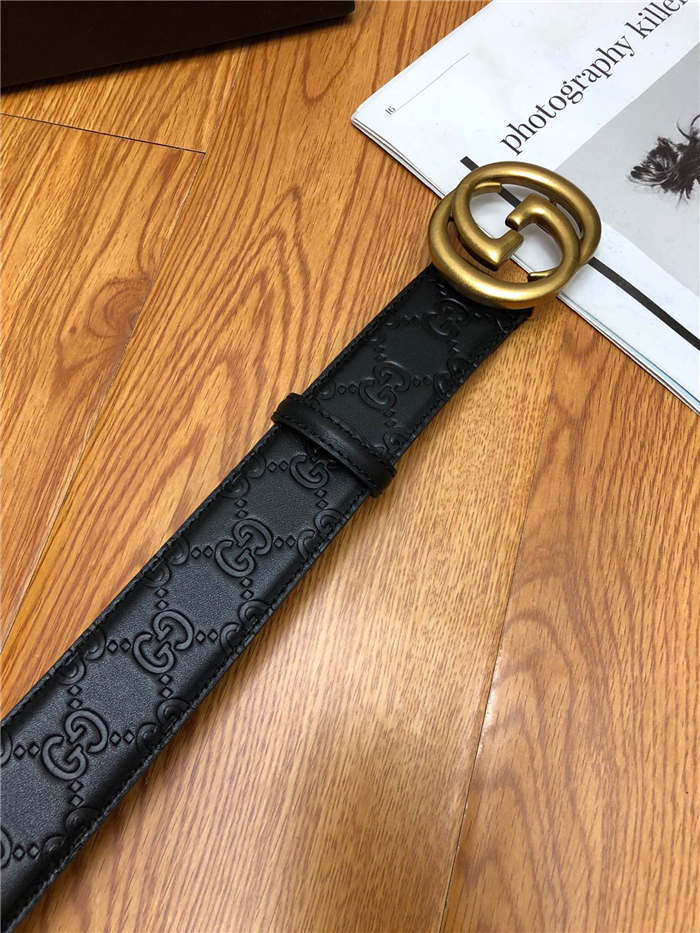 Gucci Signature belt with interlocking G buckle 38mm Anti-Gold High