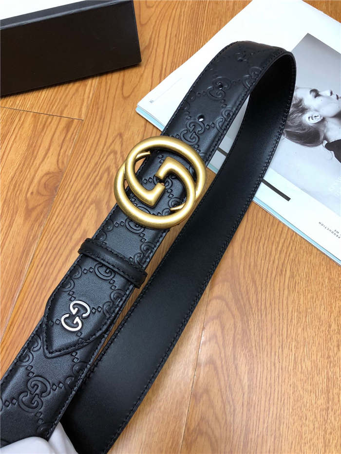 Gucci Signature belt with interlocking G buckle 38mm Anti-Gold High