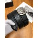 Gucci Signature belt with interlocking G buckle 38mm Anti-Silver High