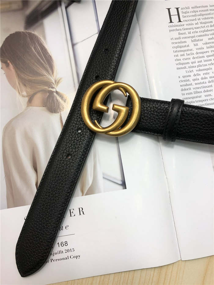 Gucci Leather belt with interlocking G buckle 38mm Anti-Gold High