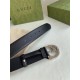 Gucci Leather belt with interlocking G buckle 38mm Pewter High