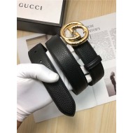 Gucci Leather belt with interlocking G buckle 38mm Gold High