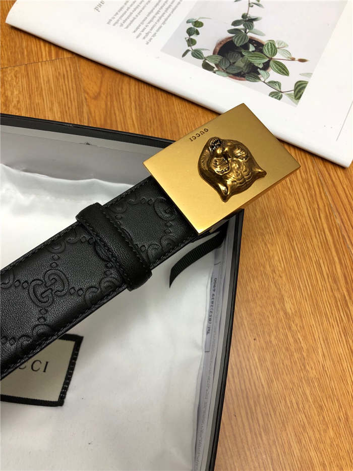 Gucci Signature belt with Leopard buckle 38mm High