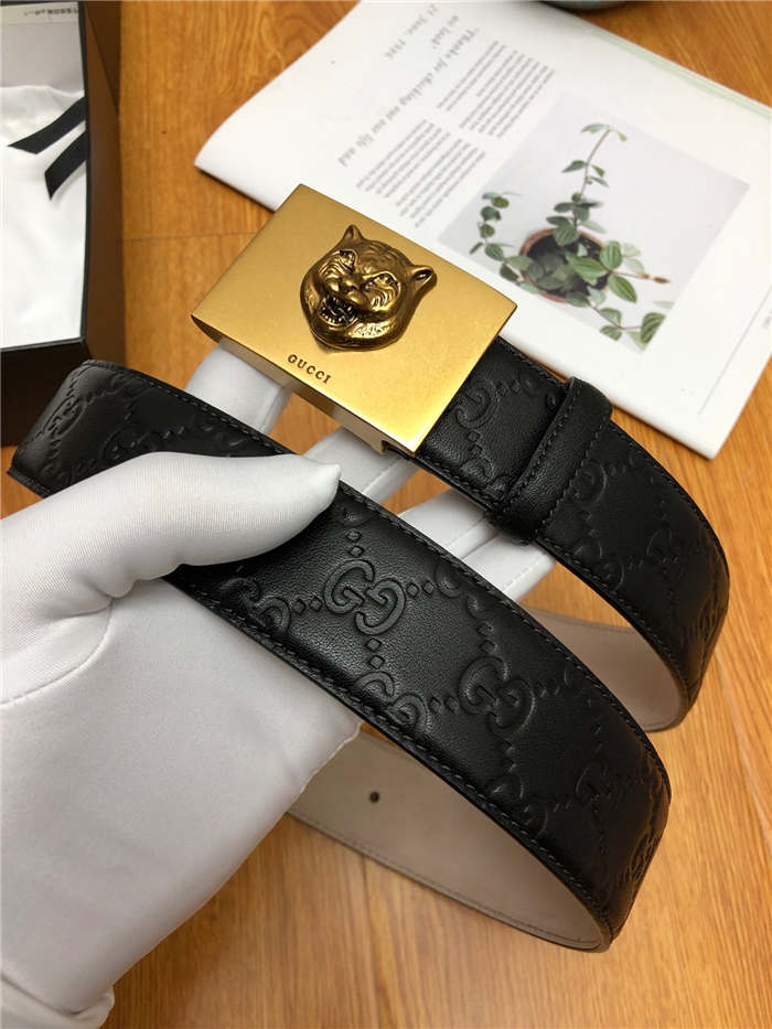 Gucci Signature belt with Leopard buckle 38mm High