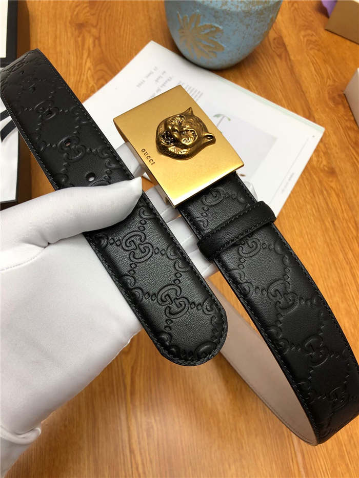 Gucci Signature belt with Leopard buckle 38mm High