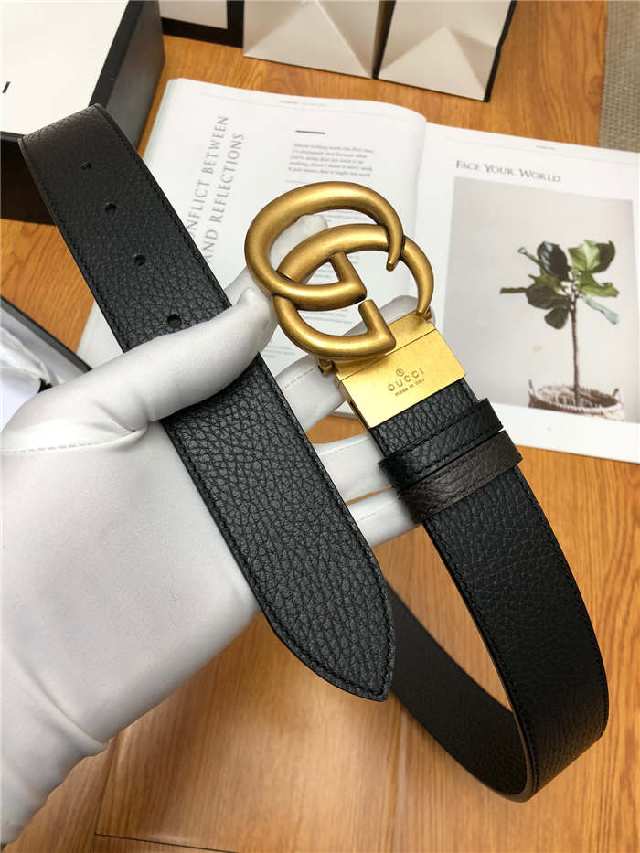 Gucci Reversible belt with Double G buckle 38mm Anti-Gold High