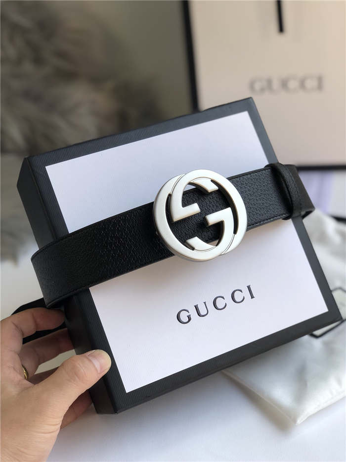 Gucci Leather belt with interlocking G buckle 38mm High