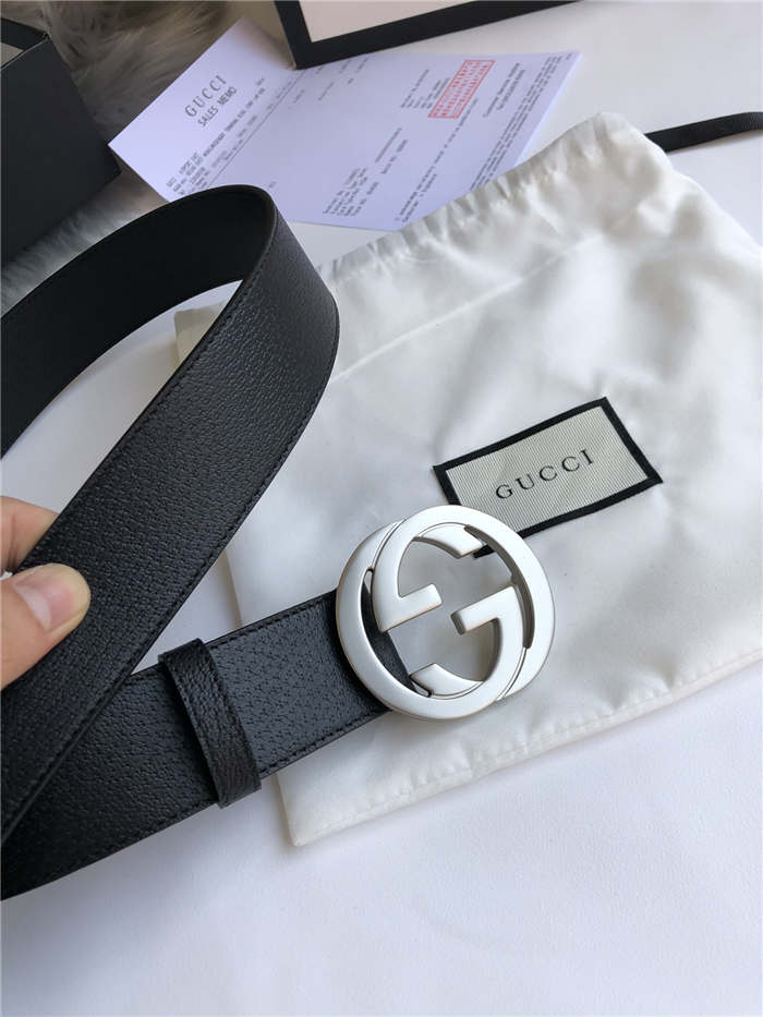 Gucci Leather belt with interlocking G buckle 38mm High