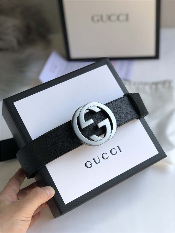 Gucci Leather belt with interlocking G buckle 38mm High