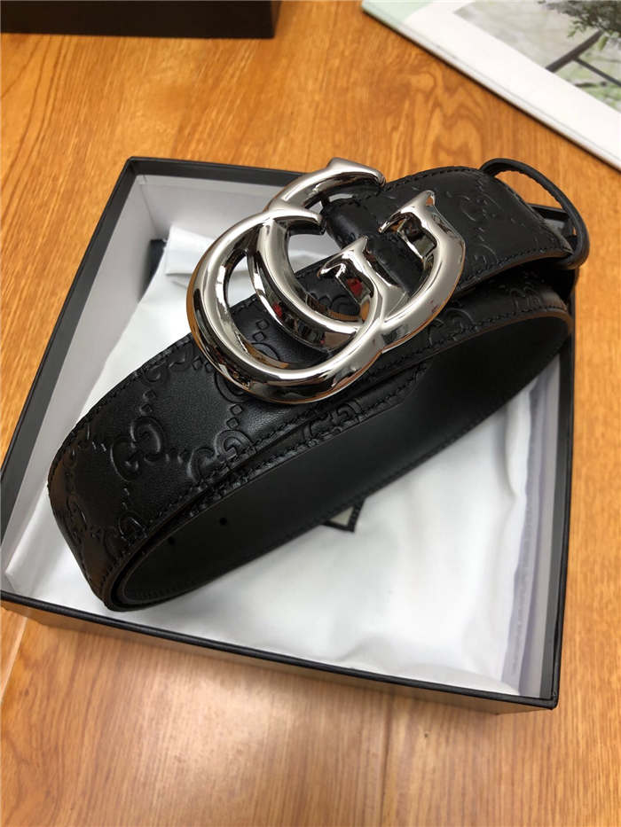 Gucci Signature belt with G buckle 38mm Silver High