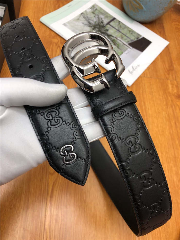 Gucci Signature belt with G buckle 38mm Silver High