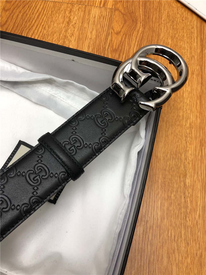 Gucci Signature belt with G buckle 38mm Silver High