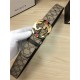 Gucci GG Supreme belt with G buckle 38mm Beige/Ebony High