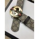 Gucci GG Supreme belt with G buckle 38mm Beige/Ebony High