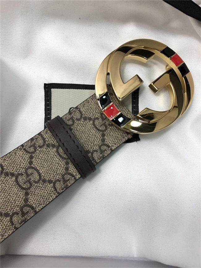 Gucci GG Supreme belt with G buckle 38mm Beige/Ebony High