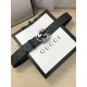 Gucci GG Supreme belt with G buckle 38mm Black/Grey High