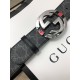 Gucci GG Supreme belt with G buckle 38mm Black/Grey High