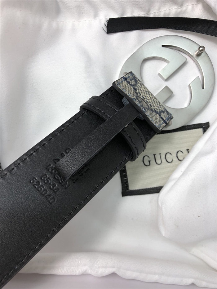 Gucci GG Supreme belt with G buckle 38mm Beige/Blue High