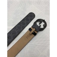 Gucci GG Supreme belt with G buckle 38mm Black/Grey High