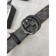 Gucci GG Supreme belt with G buckle 38mm Black/Grey High