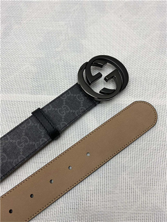 Gucci GG Supreme belt with G buckle 38mm Black/Grey High