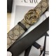 Gucci GG Supreme belt with G buckle 38mm Beige/Ebony High