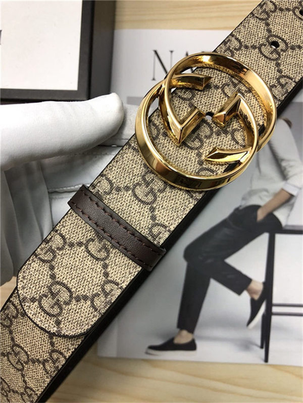 Gucci GG Supreme belt with G buckle 38mm Beige/Ebony High